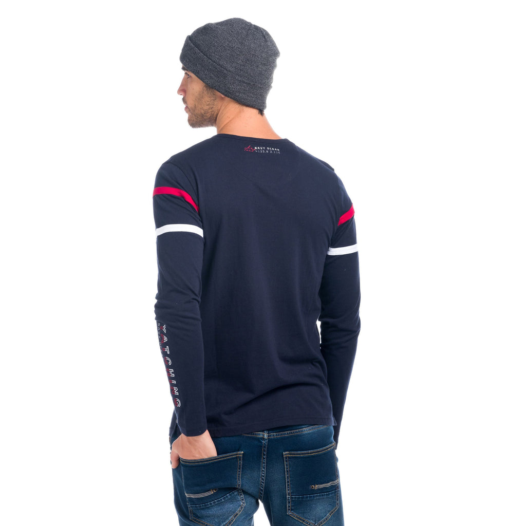 Camiseta Manga Larga Hombre Náutica con Tapeta de Botones – Koroshi 1821ML11
