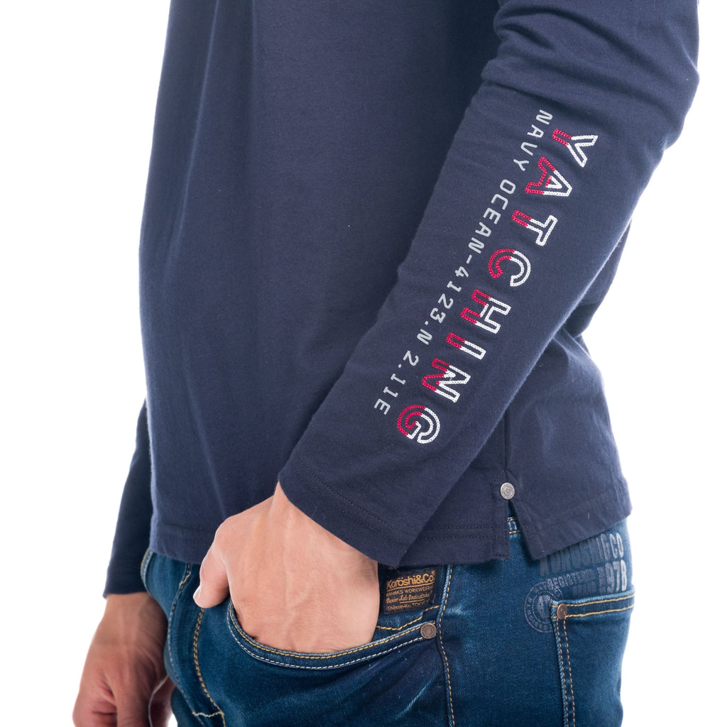 Camiseta Manga Larga Hombre Náutica con Tapeta de Botones – Koroshi 1821ML11