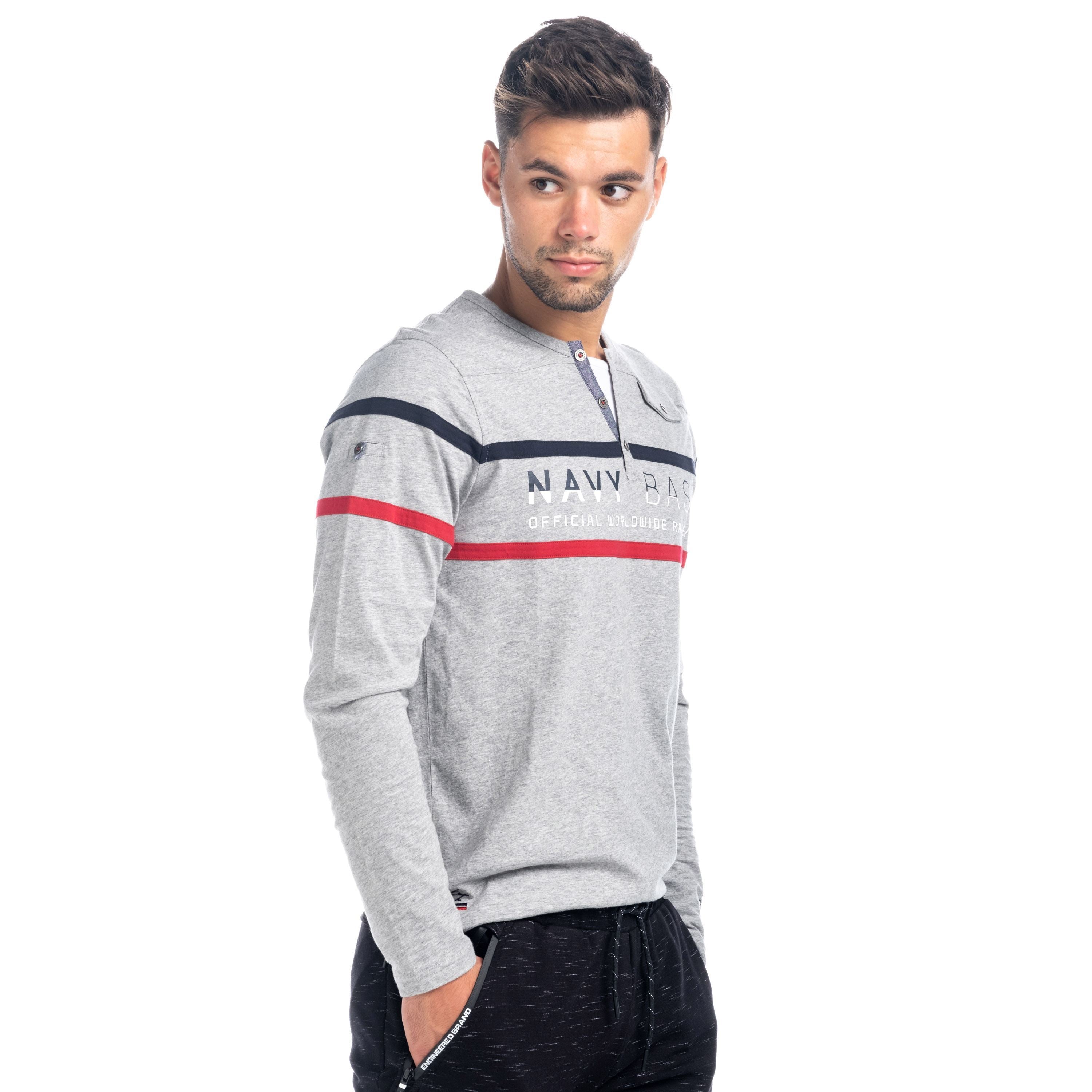 Camiseta Manga Larga Hombre Náutica con Tapeta de Botones – Koroshi 1821ML11