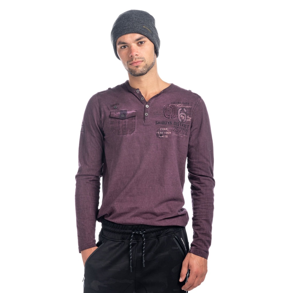 Camiseta Manga Larga Hombre Efecto Lavado con Bolsillo – Koroshi 1821ML13