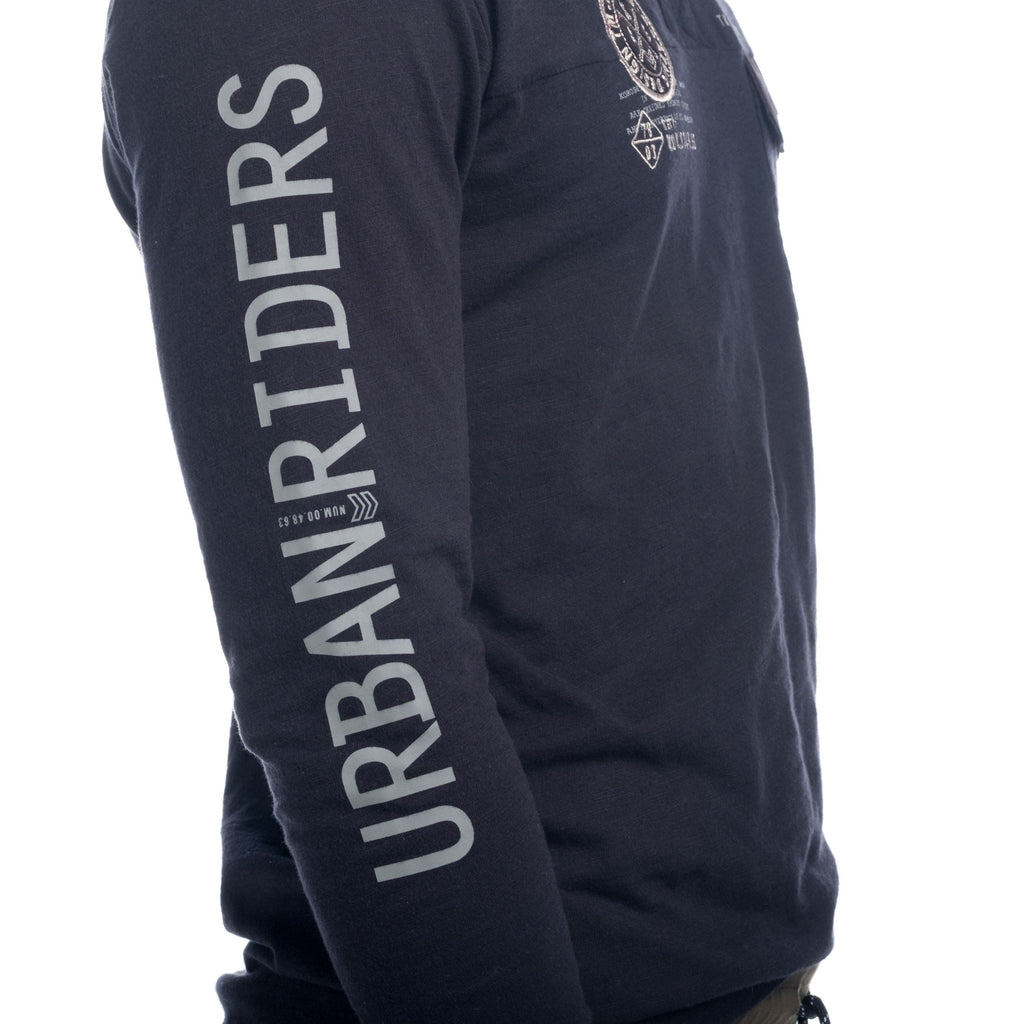 Camiseta Manga Larga Hombre Efecto Lavado Bolsillo y Escudo – Koroshi 1821ML14