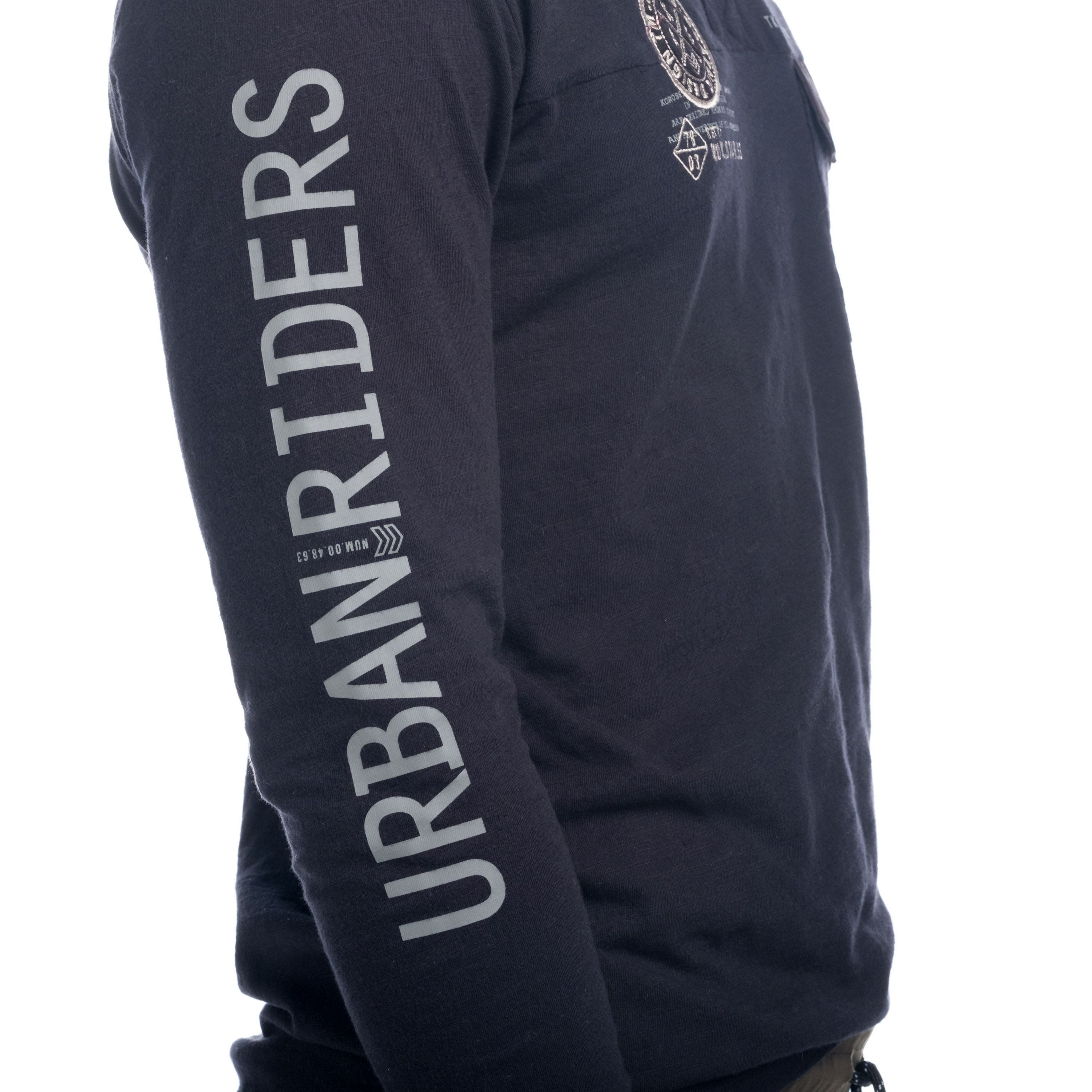 Camiseta Manga Larga Hombre Efecto Lavado Bolsillo y Escudo – Koroshi 1821ML14