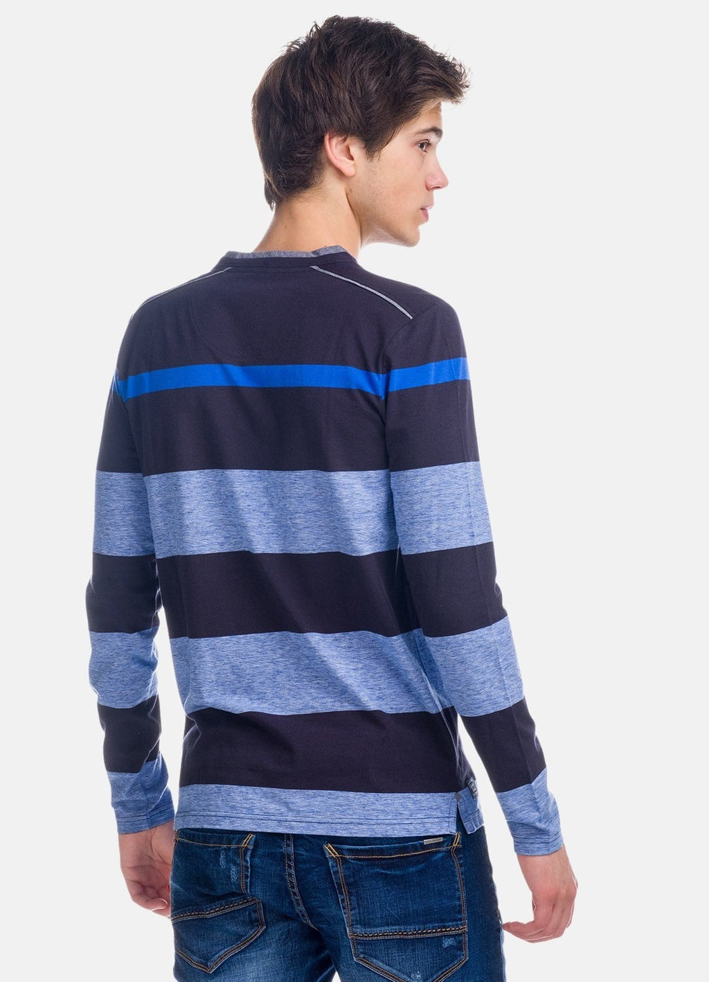 Camiseta Manga Larga Hombre Rayas con Bolsillos – Koroshi 1821ML15