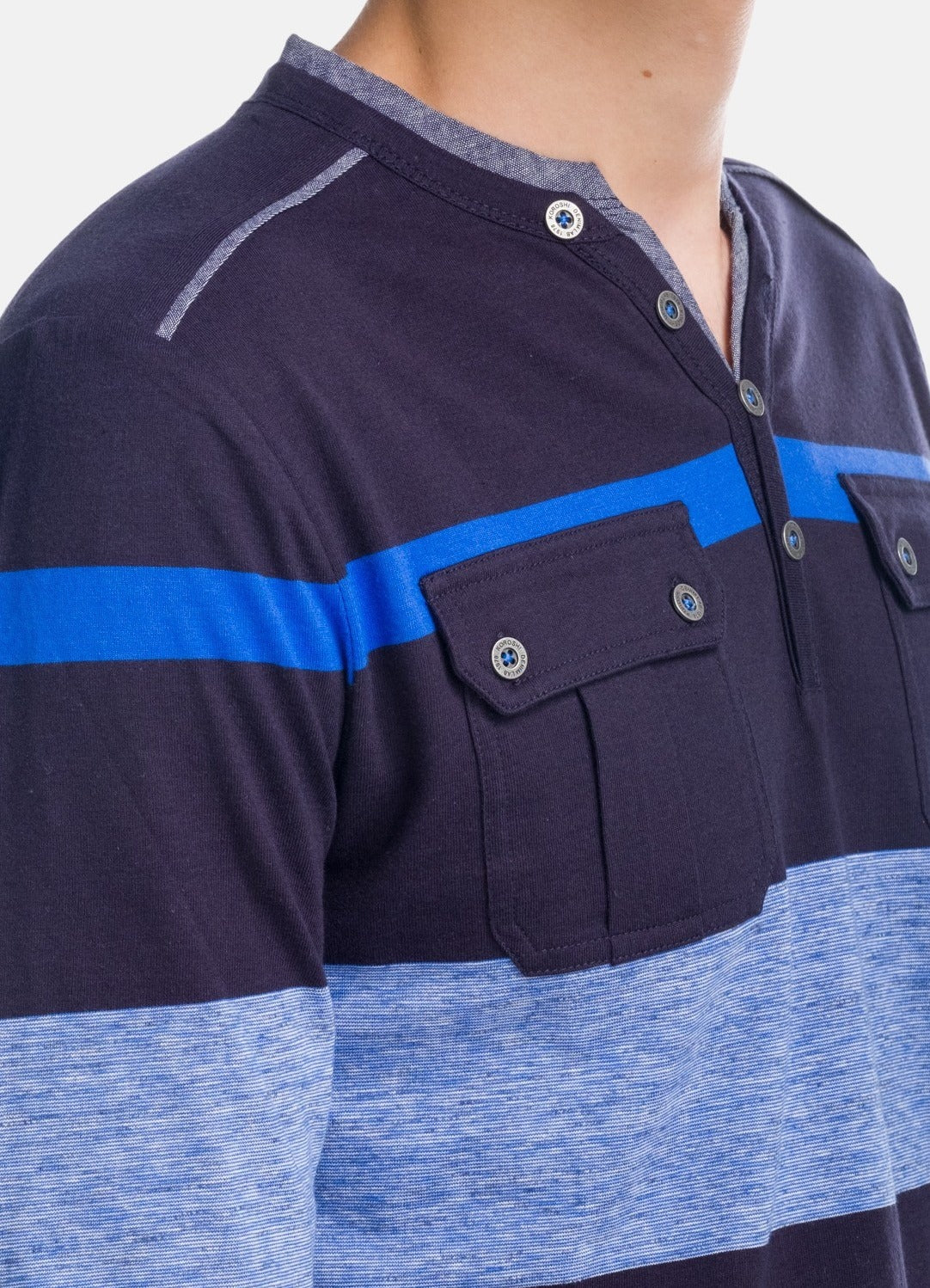Camiseta Manga Larga Hombre Rayas con Bolsillos – Koroshi 1821ML15