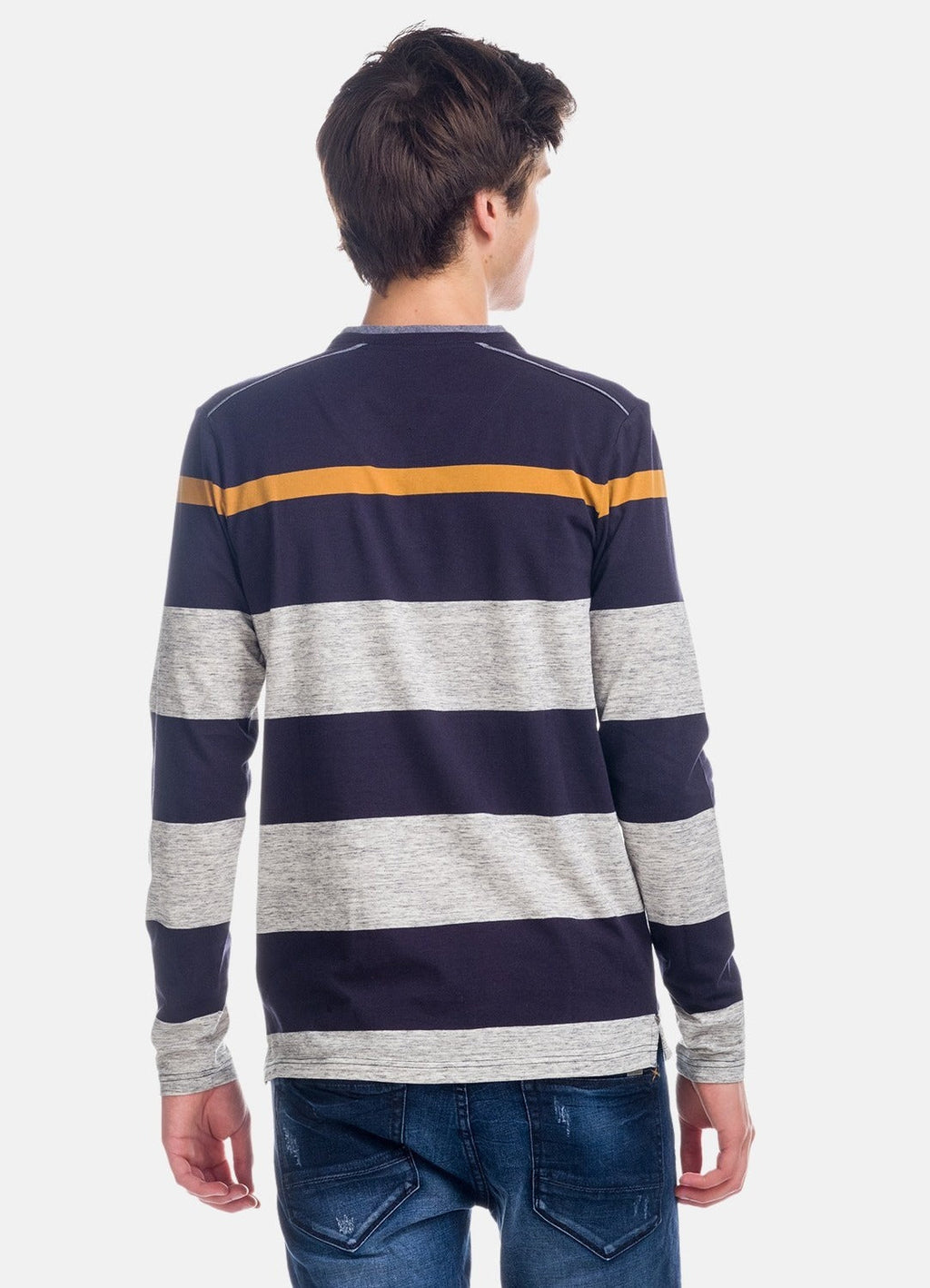Camiseta Manga Larga Hombre Rayas con Bolsillos – Koroshi 1821ML15