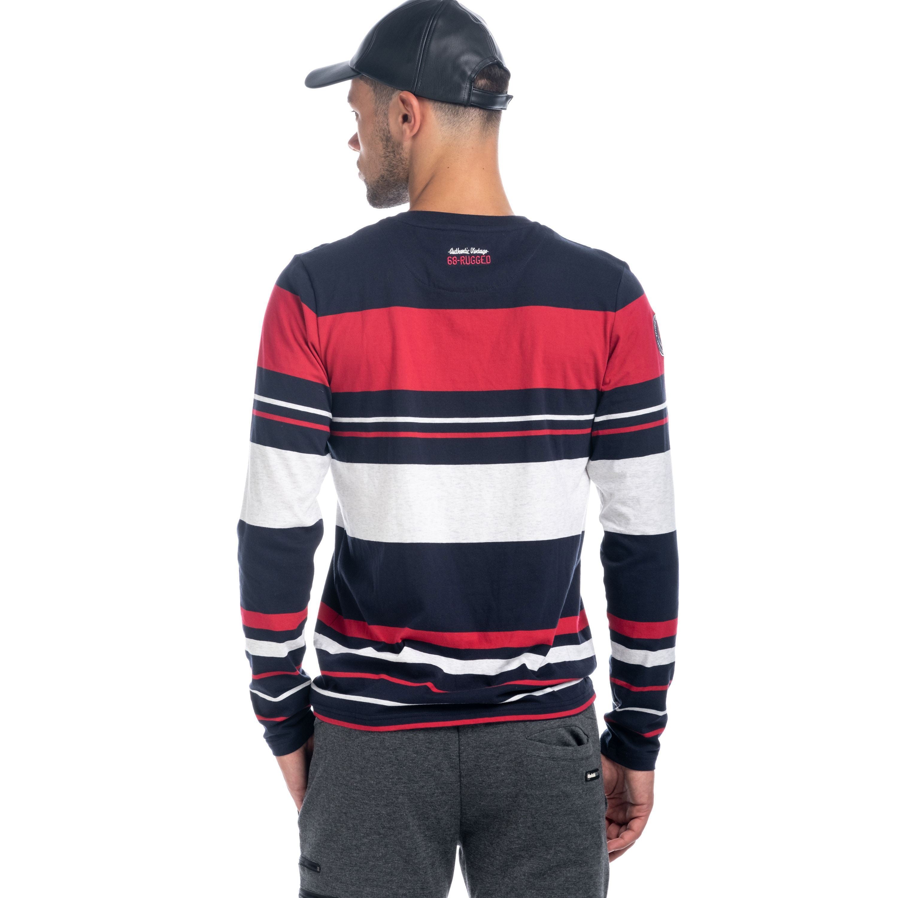Camiseta Manga Larga Hombre Rayas y Letras Efecto Lavado – Koroshi 1821ML17