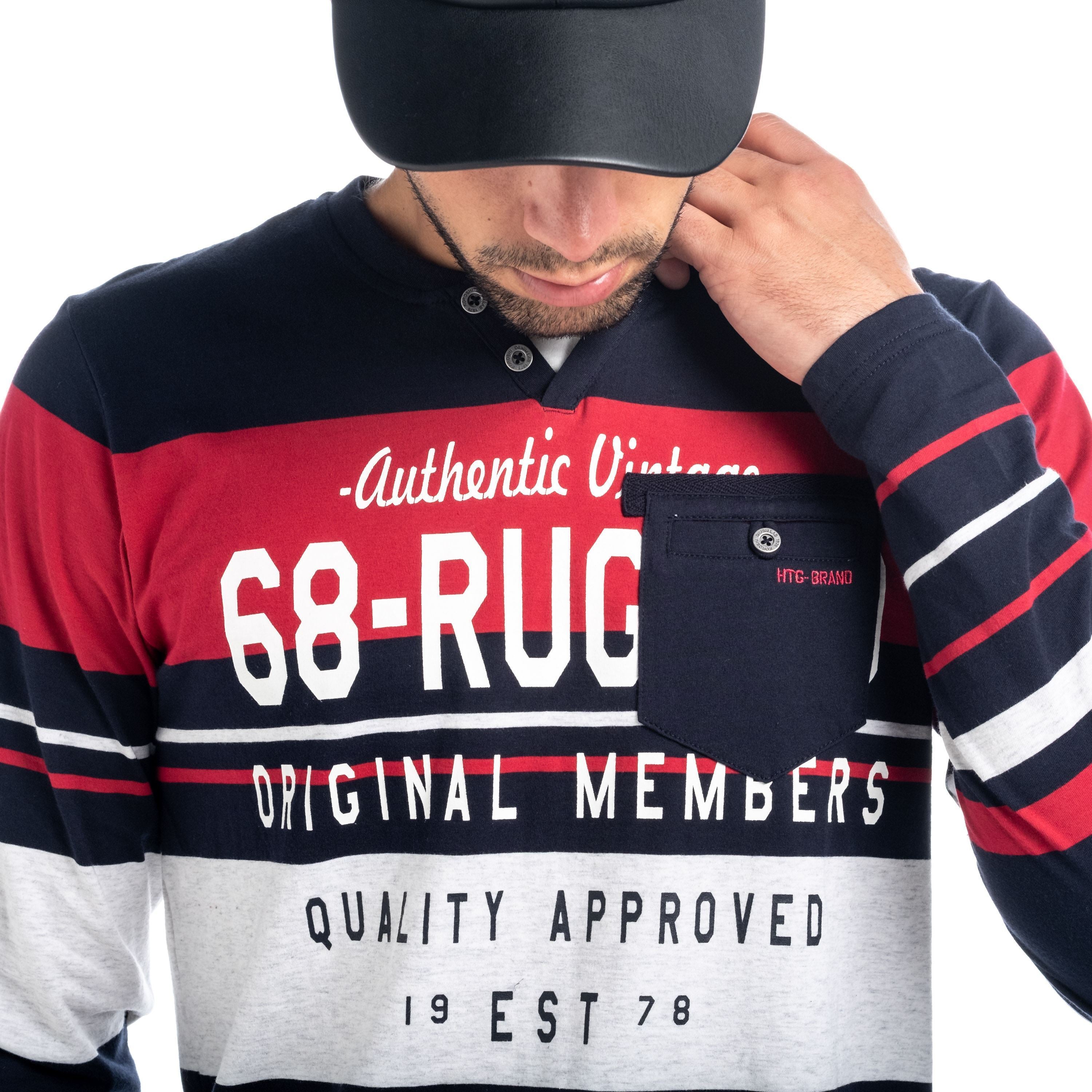 Camiseta Manga Larga Hombre Rayas y Letras Efecto Lavado – Koroshi 1821ML17