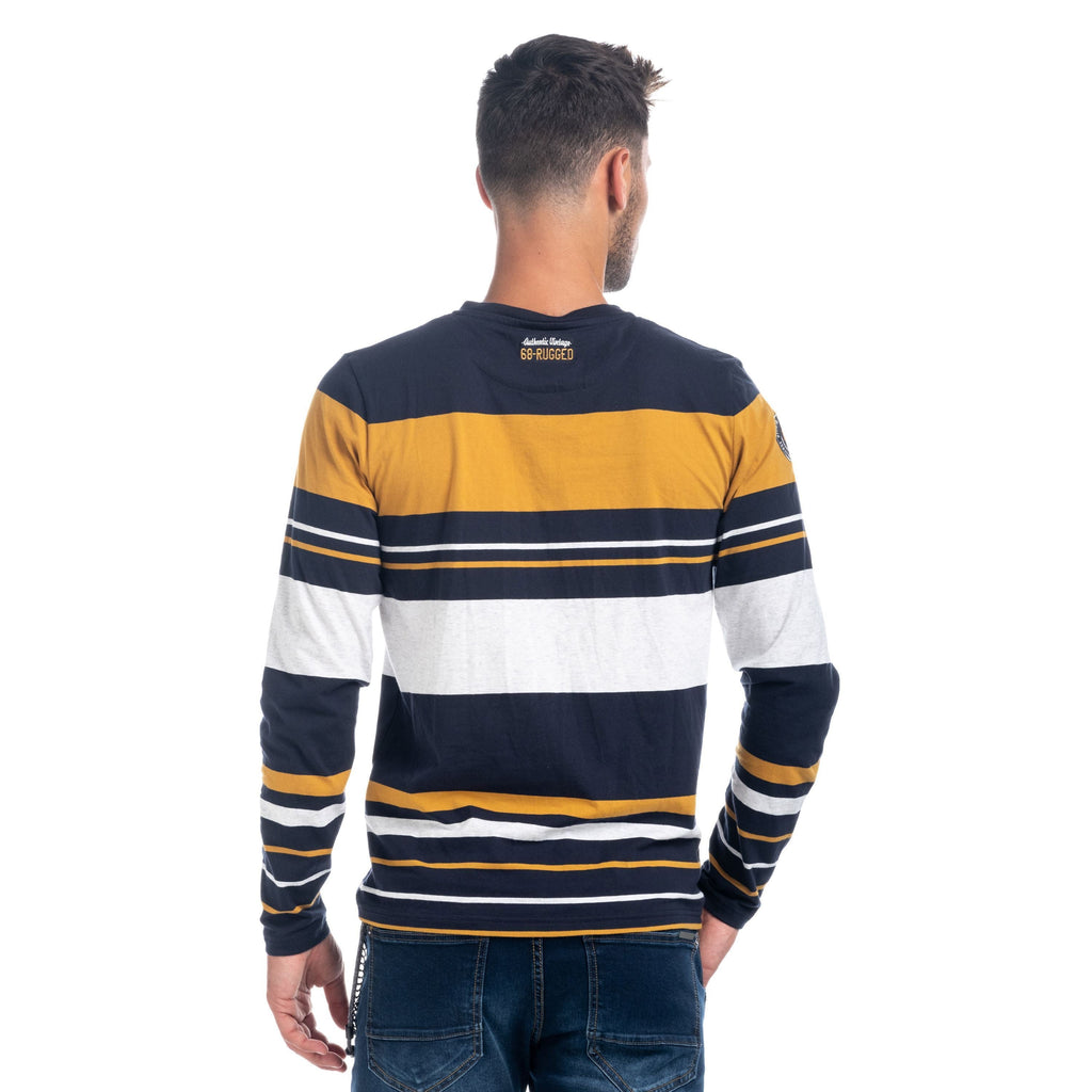 Camiseta Manga Larga Hombre Rayas y Letras Efecto Lavado – Koroshi 1821ML17