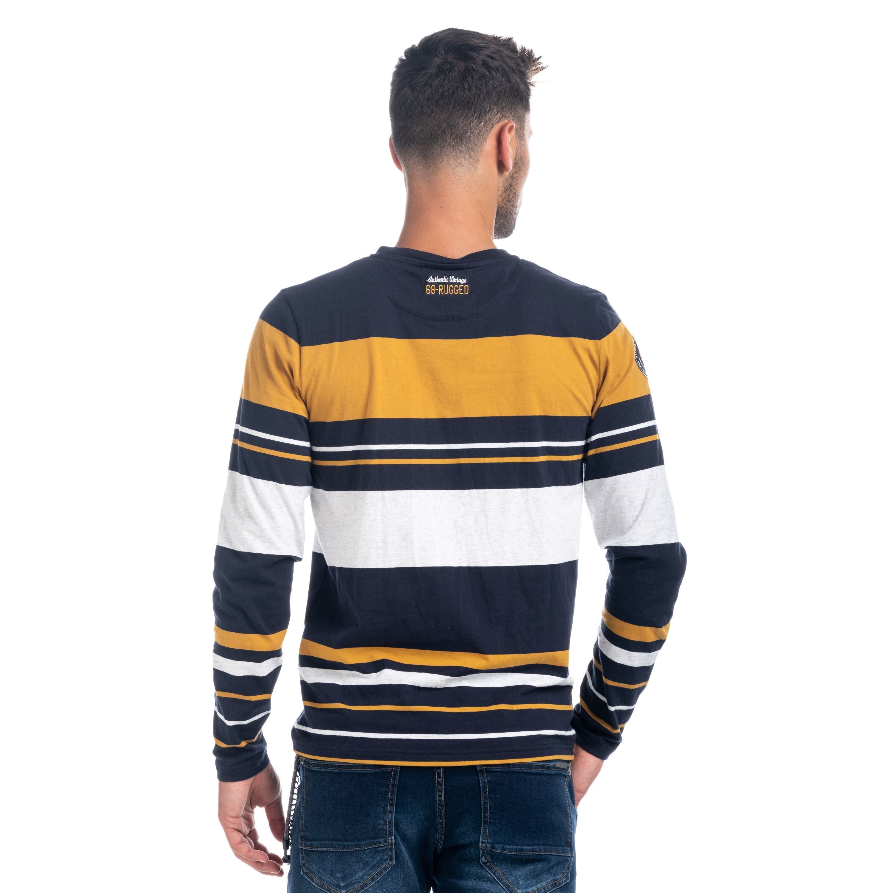 Camiseta Manga Larga Hombre Rayas y Letras Efecto Lavado – Koroshi 1821ML17