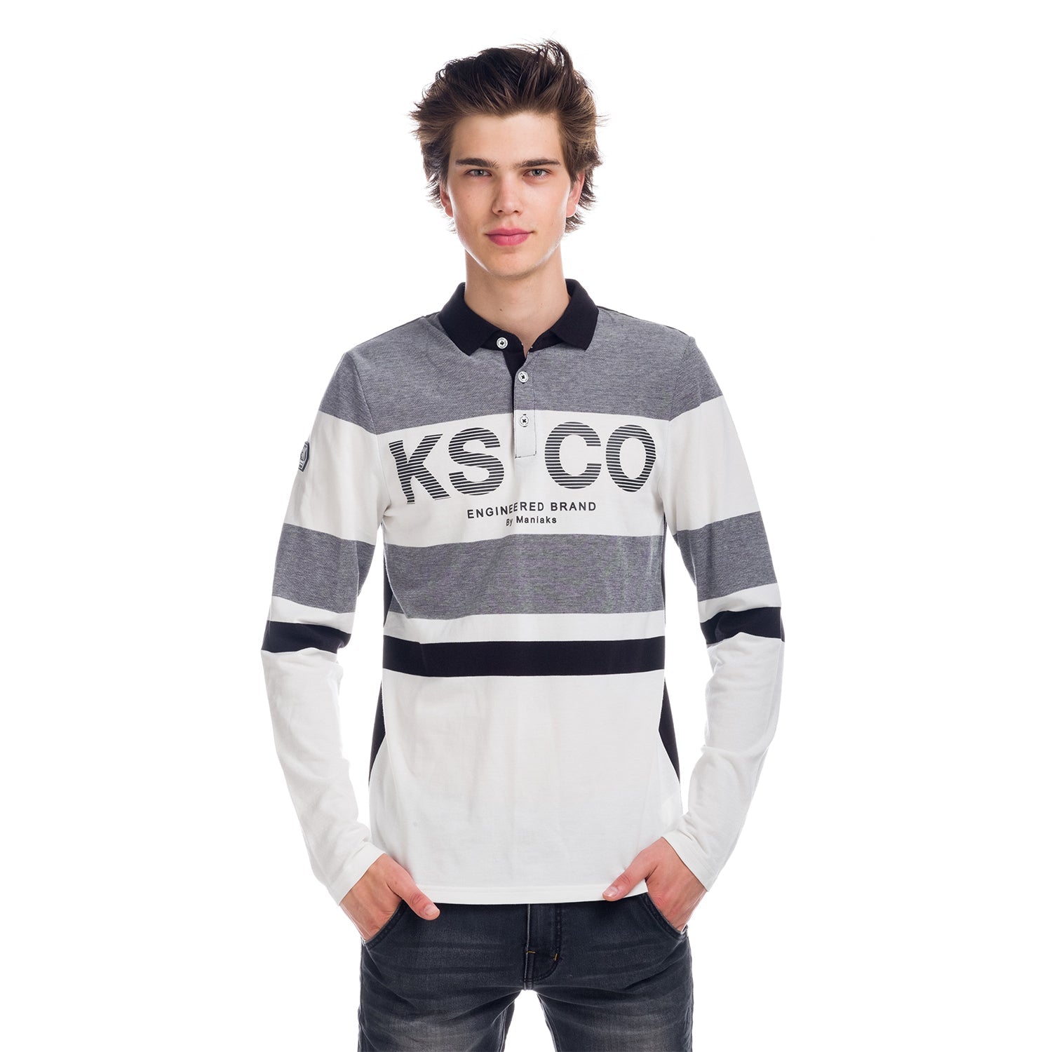 Polo Manga Larga Hombre Rayas y Letras – Koroshi 1821PL01