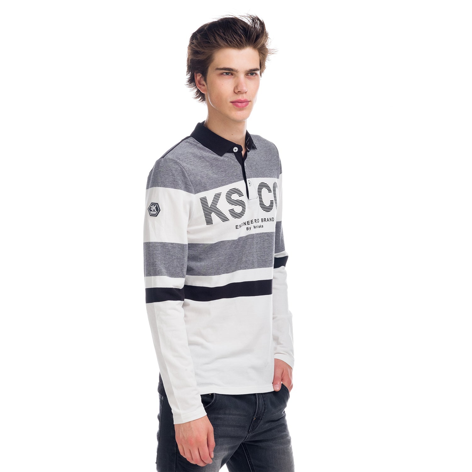 Polo Manga Larga Hombre Rayas y Letras – Koroshi 1821PL01