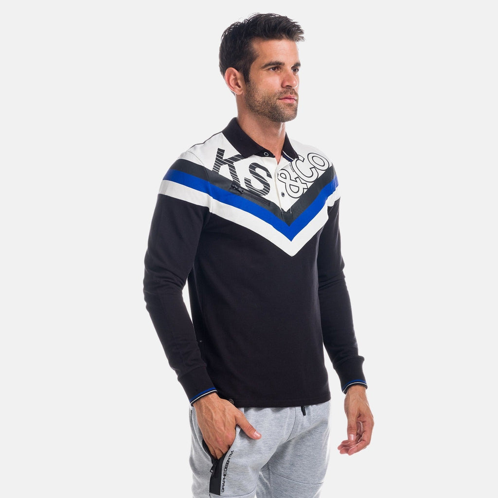 Polo Manga Larga Hombre Estampado Chevrón y Letras – Koroshi 1821PL02