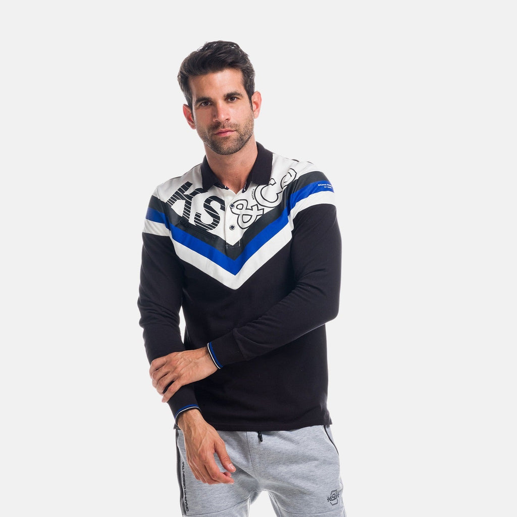 Polo Manga Larga Hombre Estampado Chevrón y Letras – Koroshi 1821PL02