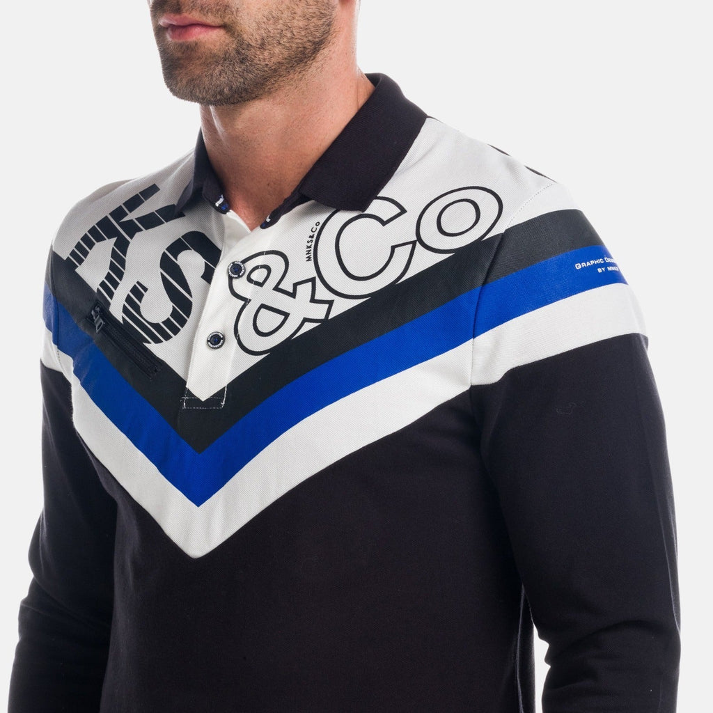 Polo Manga Larga Hombre Estampado Chevrón y Letras – Koroshi 1821PL02