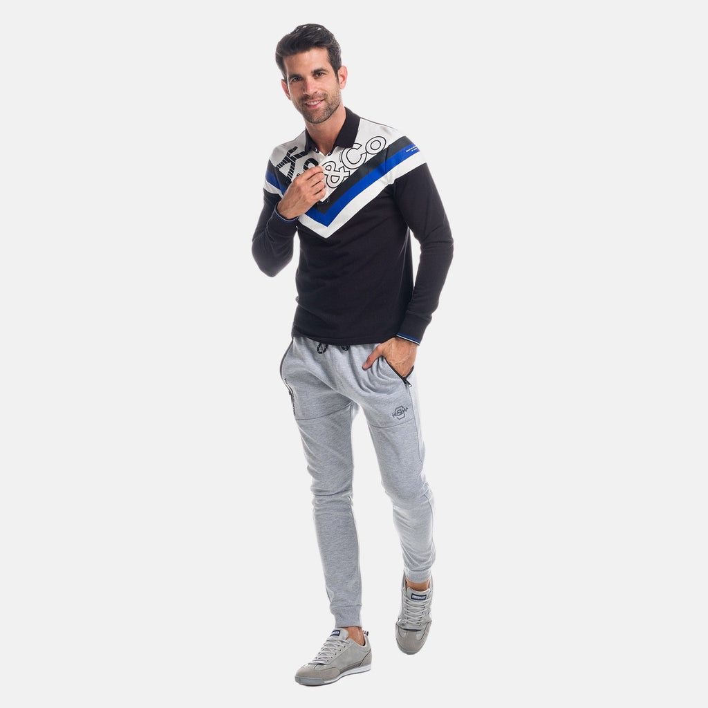 Polo Manga Larga Hombre Estampado Chevrón y Letras – Koroshi 1821PL02