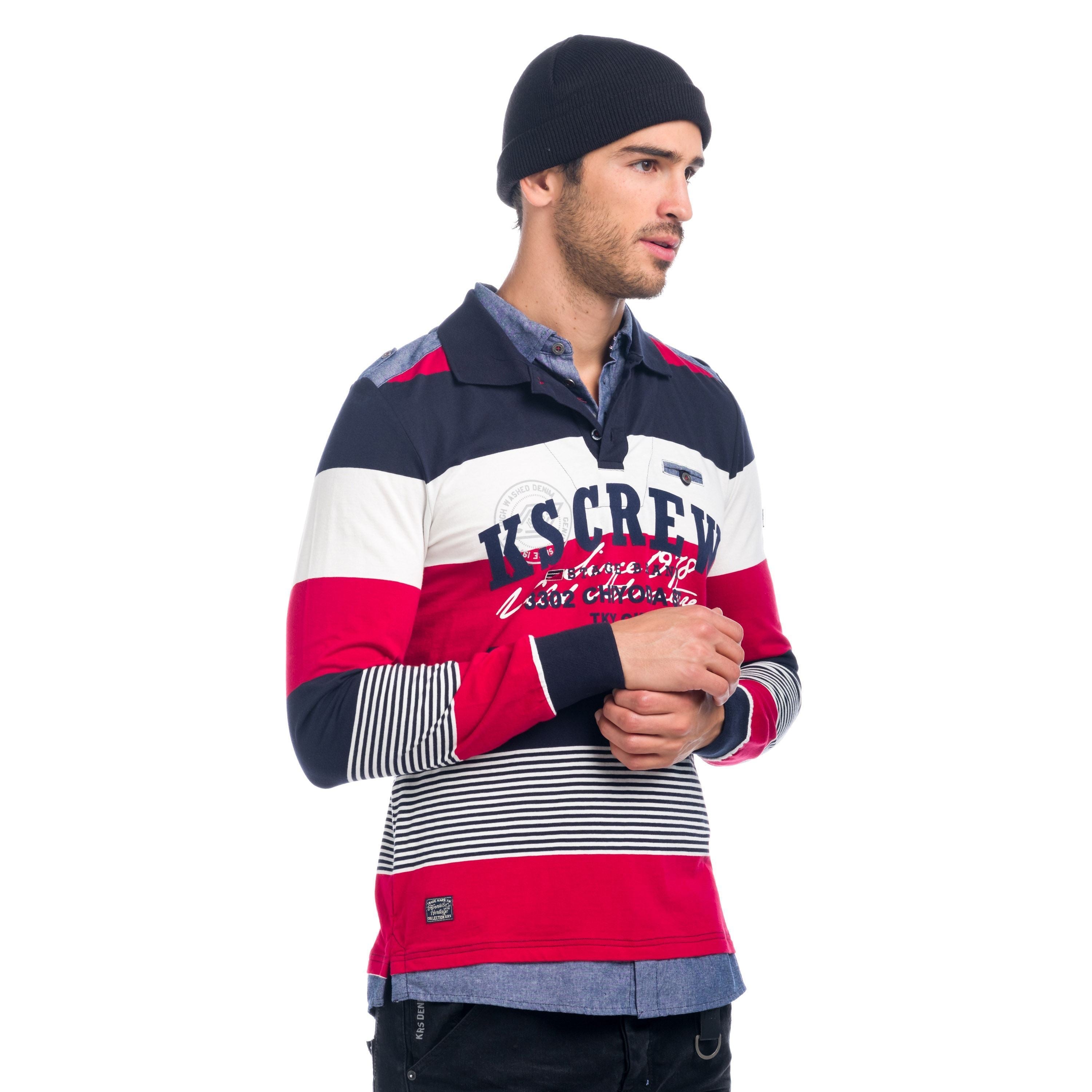 Polo Manga Larga Hombre Rugby de Rayas con Letras – Koroshi 1821PL03