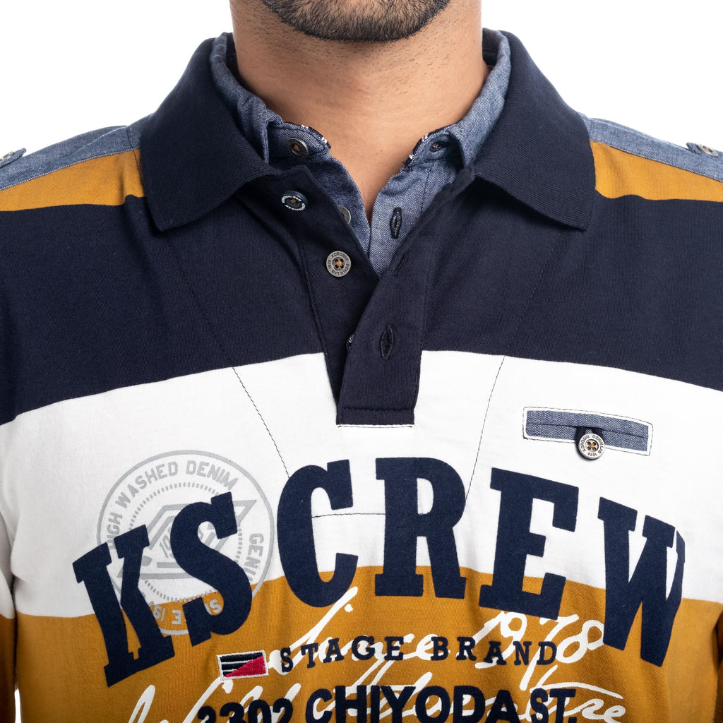 Polo Manga Larga Hombre Rugby de Rayas con Letras – Koroshi 1821PL03