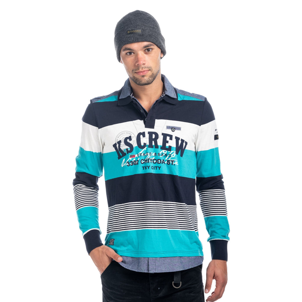 Polo Manga Larga Hombre Rugby de Rayas con Letras – Koroshi 1821PL03