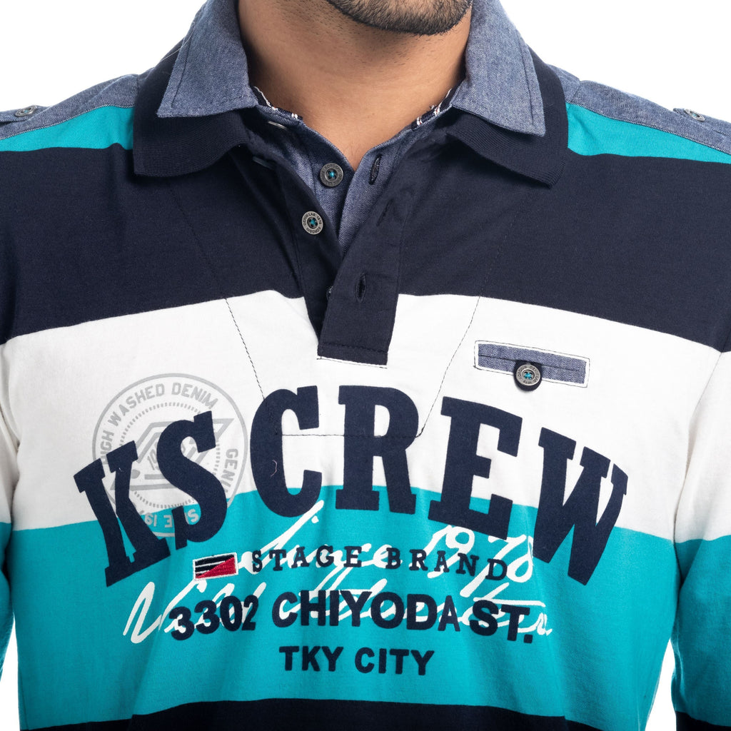 Polo Manga Larga Hombre Rugby de Rayas con Letras – Koroshi 1821PL03
