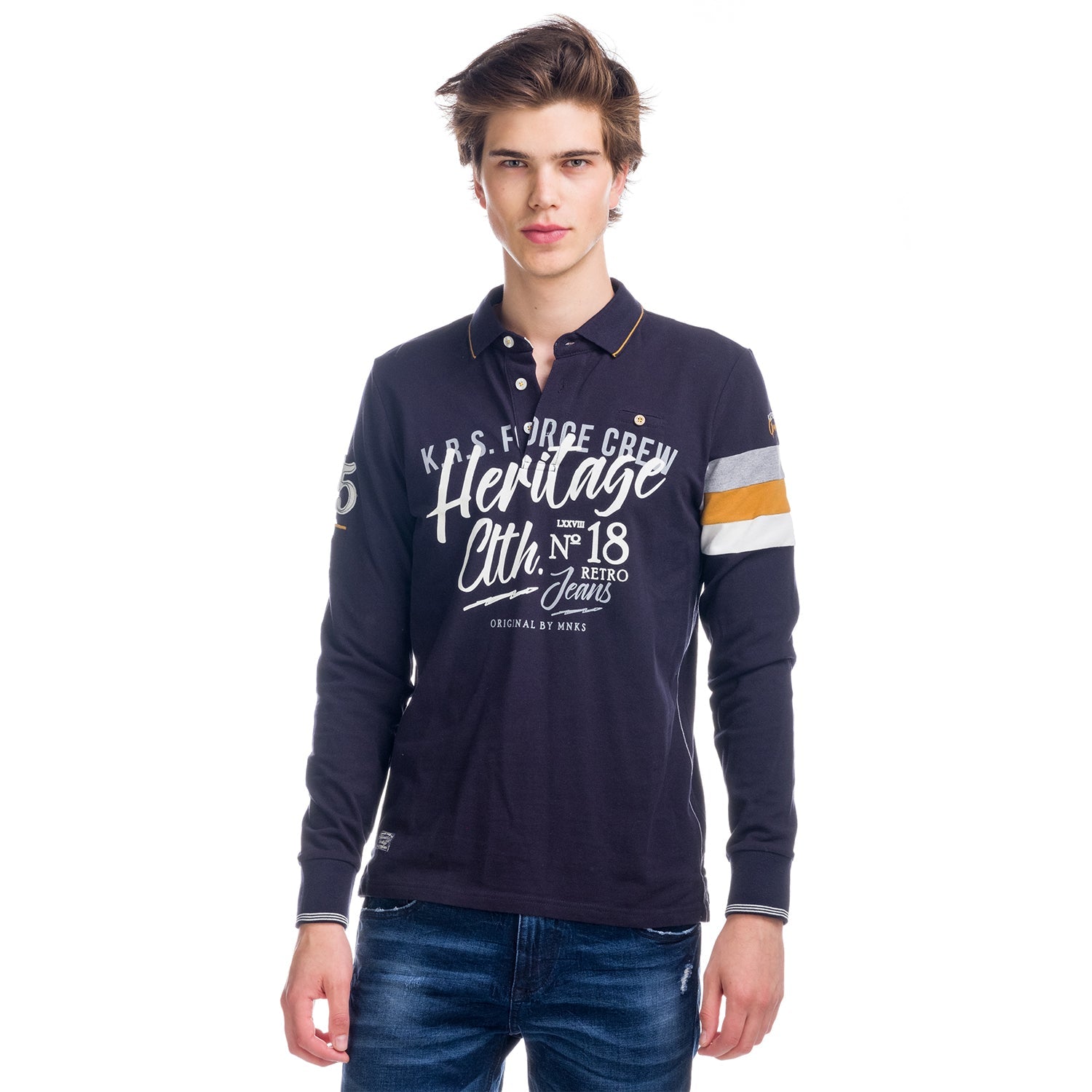 Polo Manga Larga Hombre Estampado Heritage – Koroshi 1821PL08