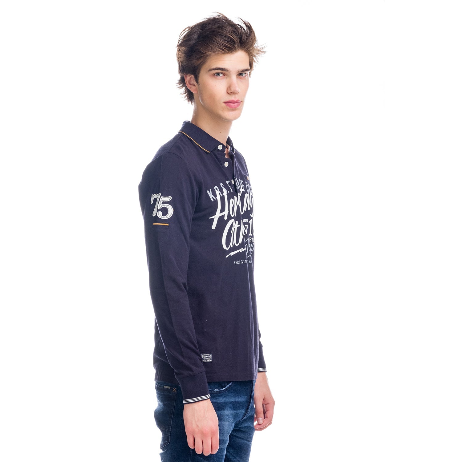 Polo Manga Larga Hombre Estampado Heritage – Koroshi 1821PL08