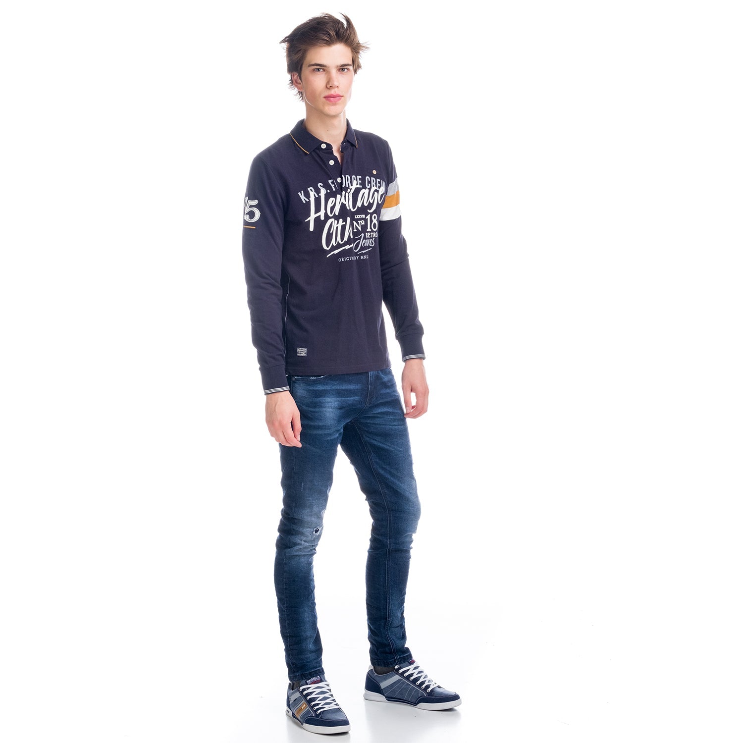 Polo Manga Larga Hombre Estampado Heritage – Koroshi 1821PL08