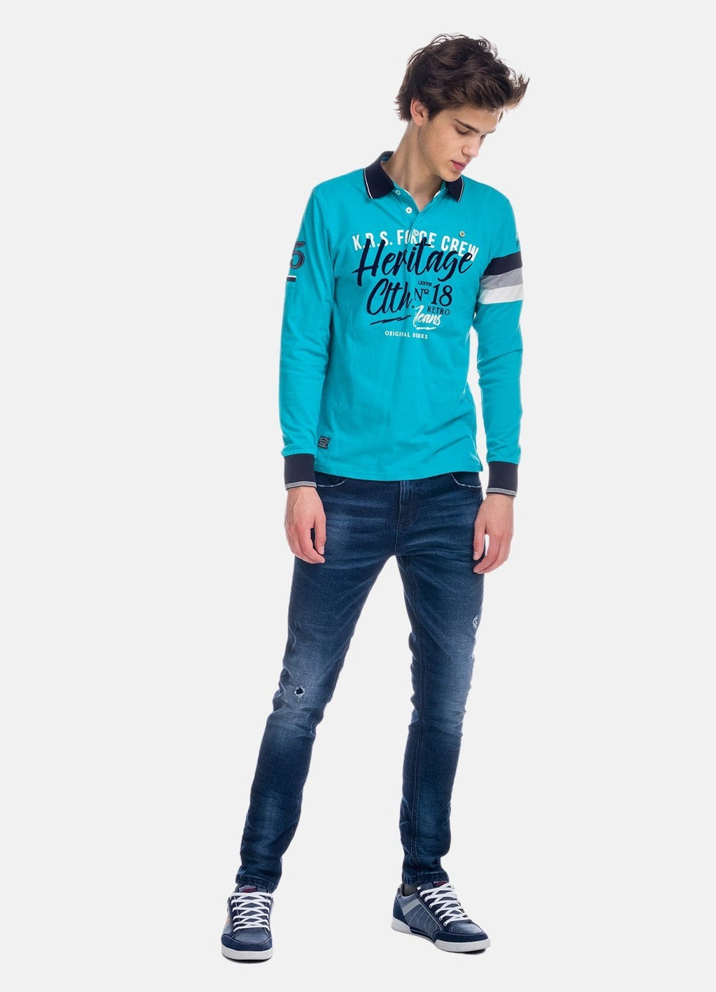 Polo Manga Larga Hombre Estampado Heritage – Koroshi 1821PL08