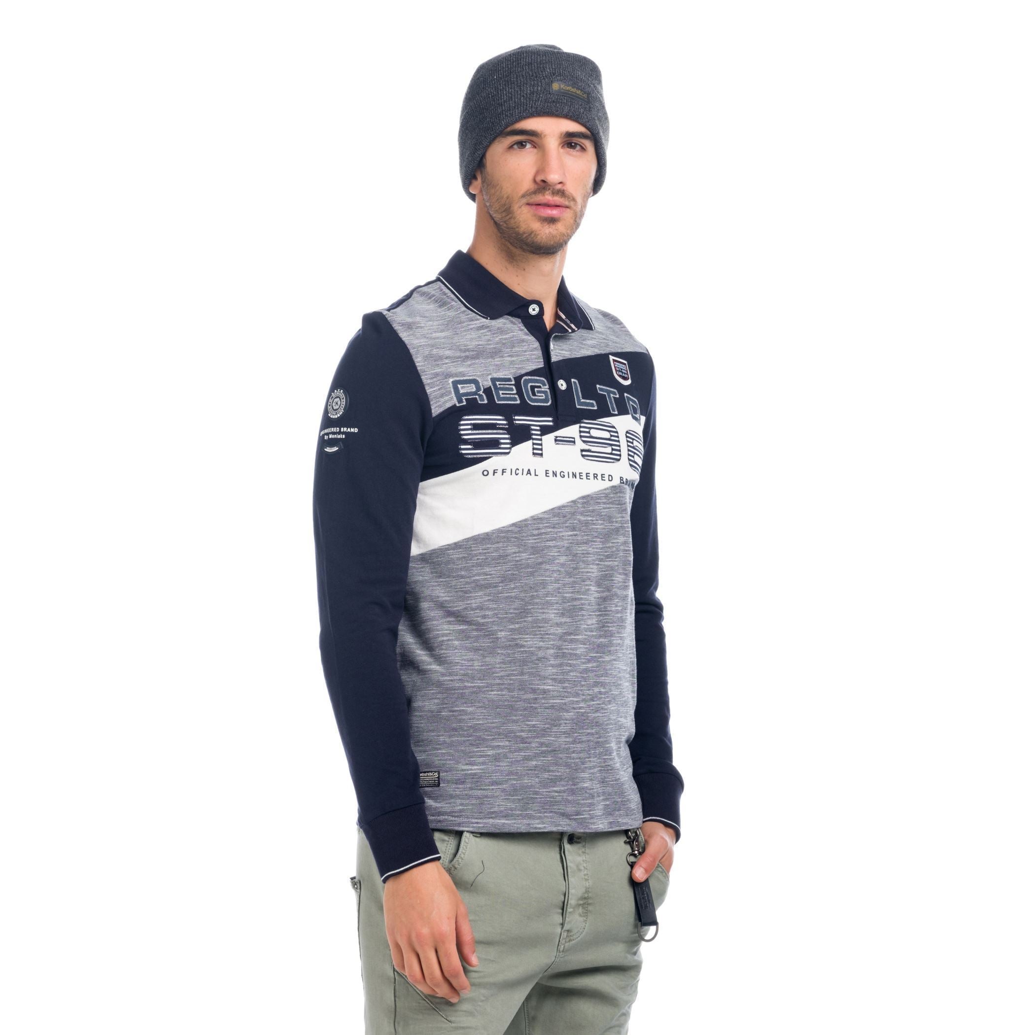 Polo Manga Larga Hombre Combinado con Bordado – Koroshi 1821PL09