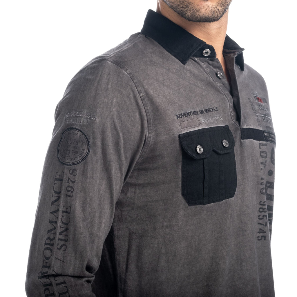Polo Manga Larga Hombre Lavado con Bolsillo – Koroshi 1821PL11