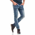 Pantalón Vaquero Slim Hombre con Costuras – Koroshi Azul Medio