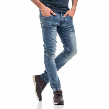 Pantalón Vaquero Slim Hombre con Costuras – Koroshi Azul Medio