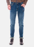 Pantalón Vaquero Slim Hombre con Llavero Cadena – Koroshi Azul Medio