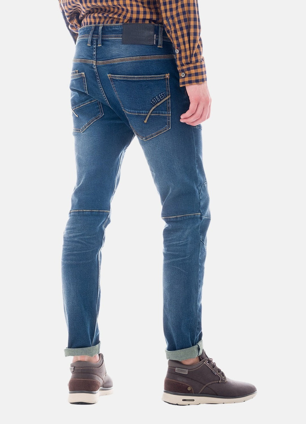 Pantalón Vaquero Slim Hombre con Llavero Cadena – Koroshi Azul Medio