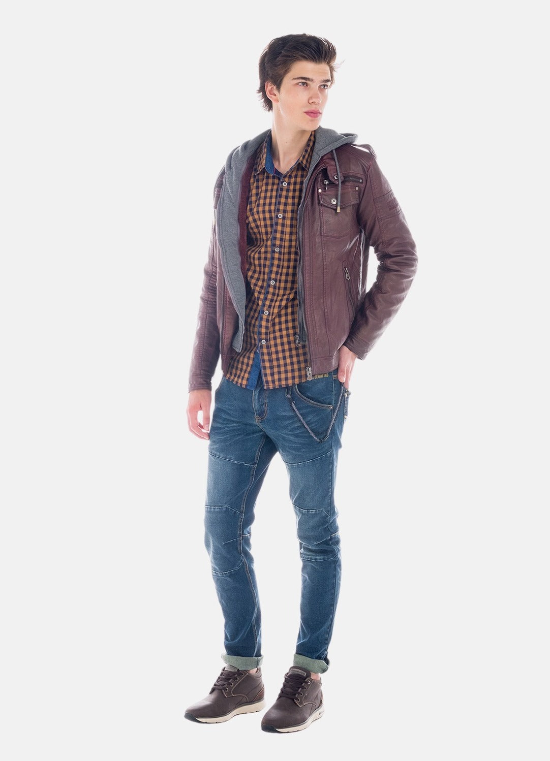 Pantalón Vaquero Slim Hombre con Llavero Cadena – Koroshi Azul Medio