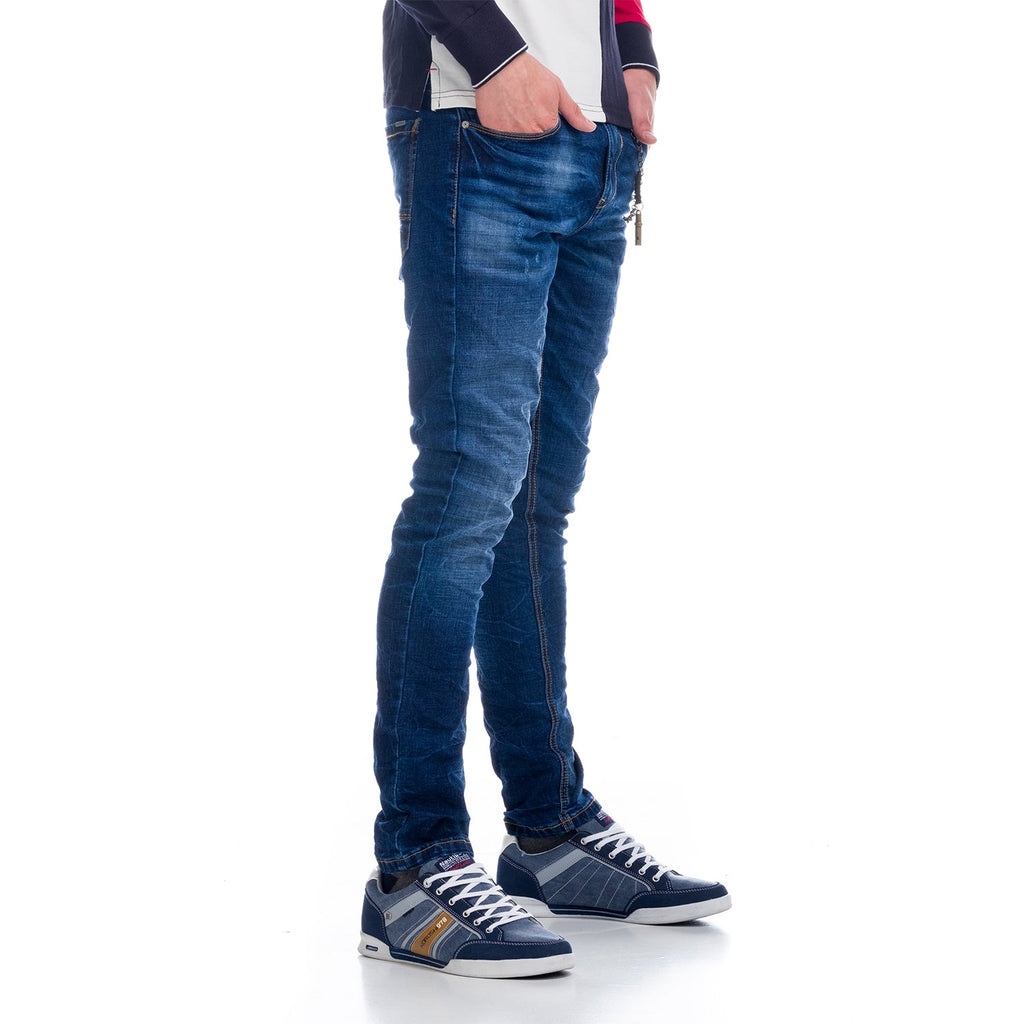Vaqueros Slim Hombre con Cadena Llavero – Koroshi Azul Medio