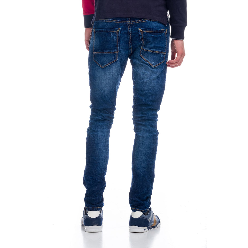 Vaqueros Slim Hombre con Cadena Llavero – Koroshi Azul Medio
