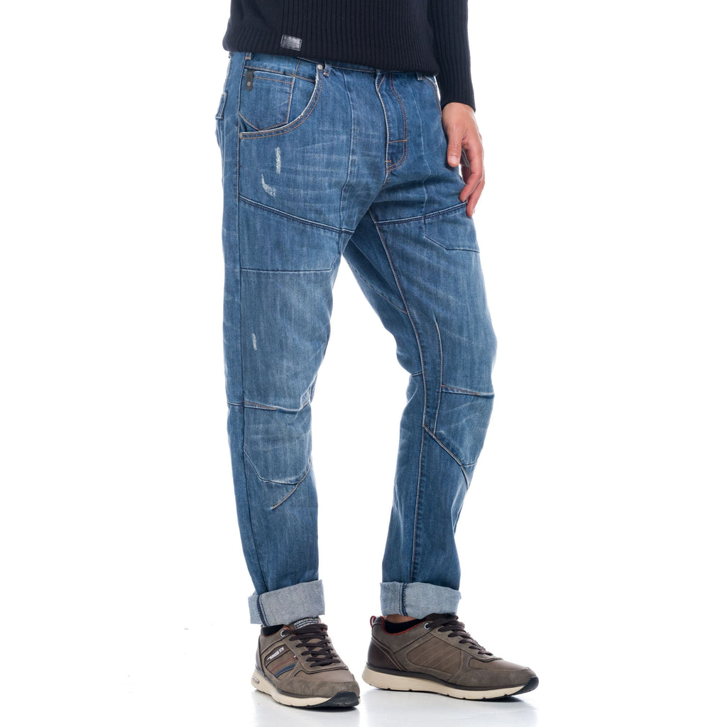 Pantalón Vaquero Worker Hombre con Bolsillos de Plastrón – Koroshi Azul Claro