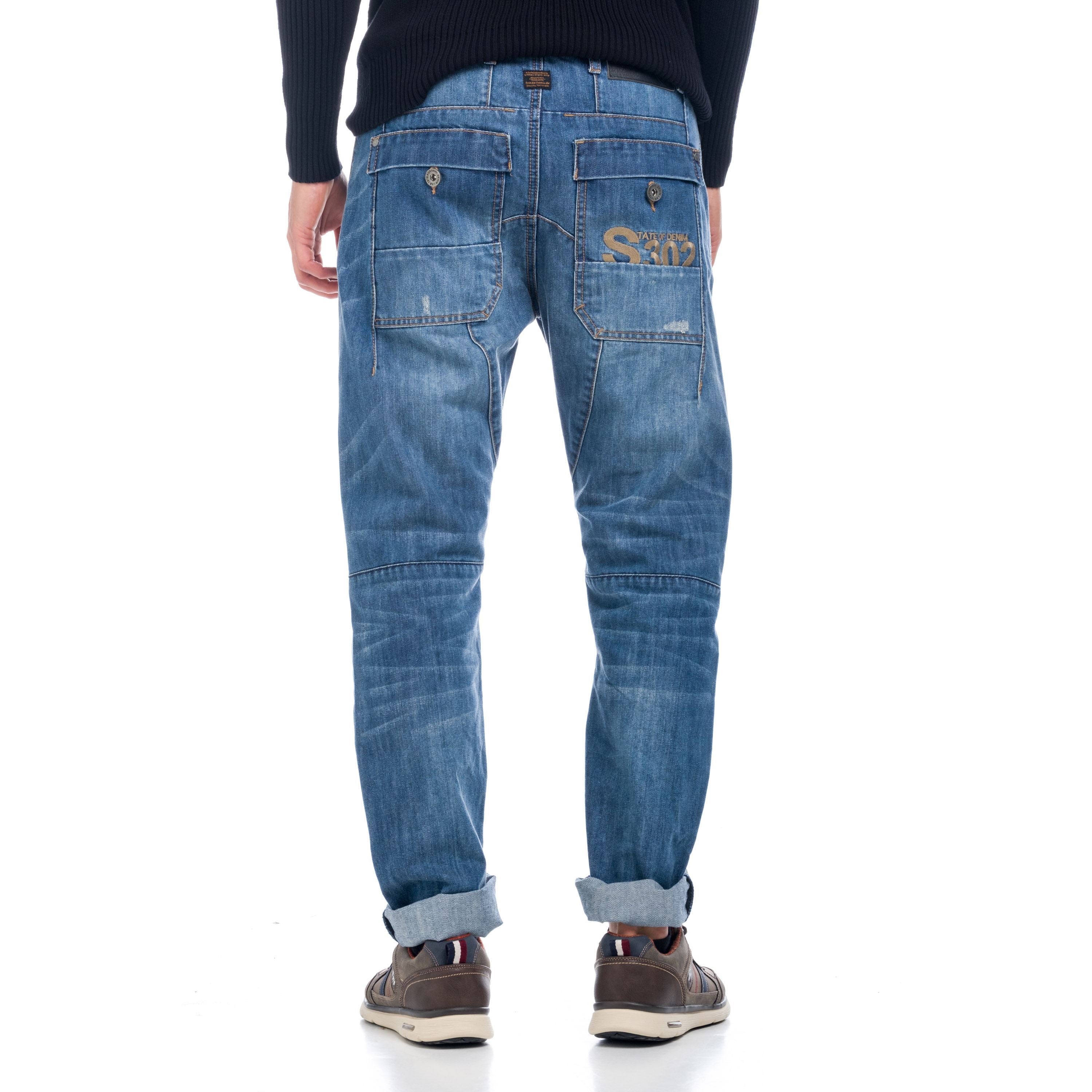 Pantalón Vaquero Worker Hombre con Bolsillos de Plastrón – Koroshi Azul Claro