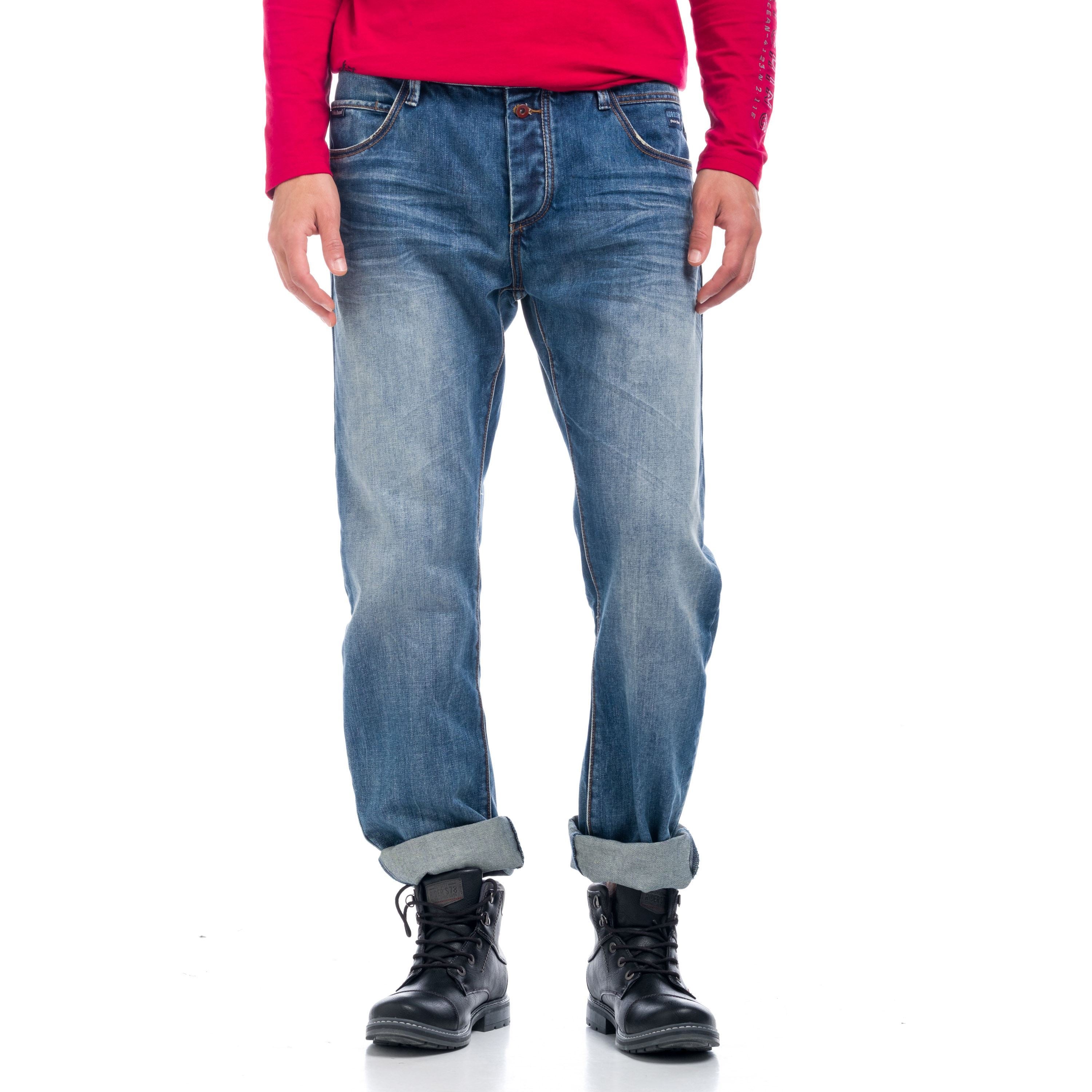 Pantalón Vaquero Straight Hombre Confort Desgastado – Koroshi Azul Claro