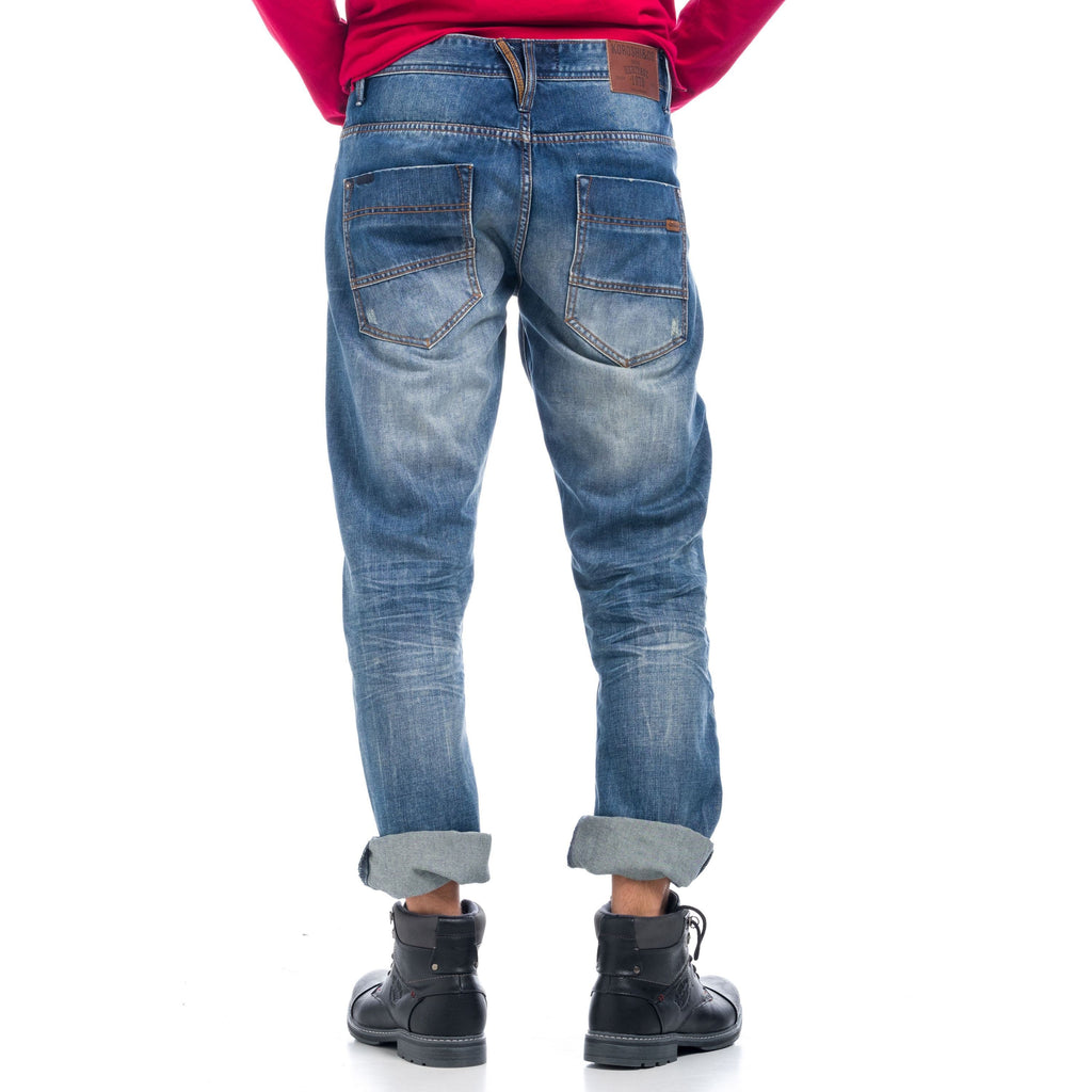Pantalón Vaquero Straight Hombre Confort Desgastado – Koroshi Azul Claro
