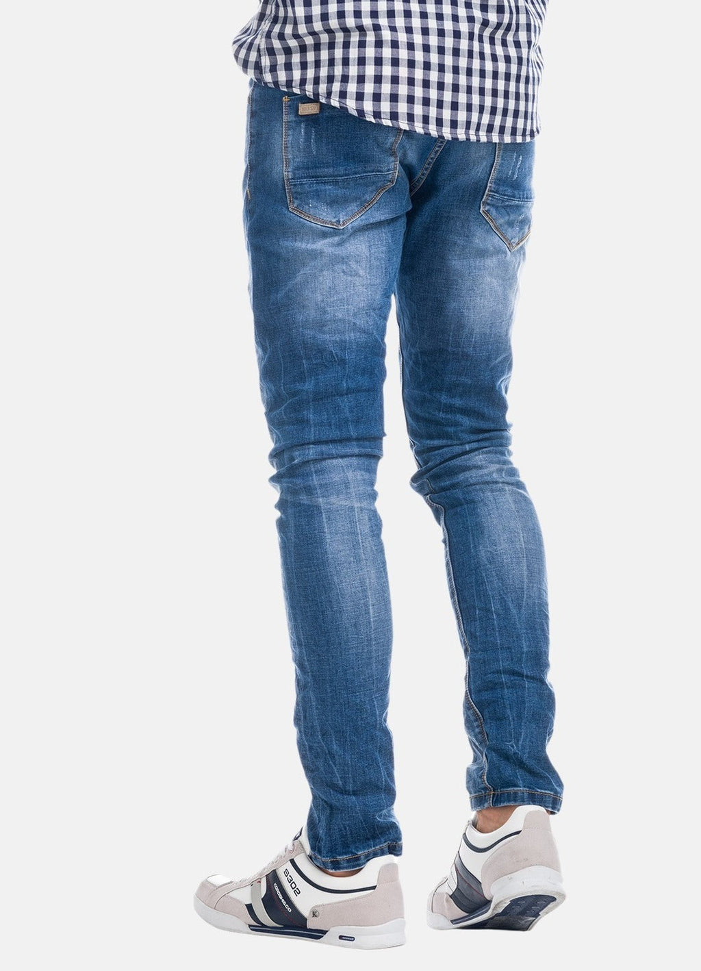 Pantalón Vaquero Slim Hombre Efecto Desgastado – Koroshi Azul Claro