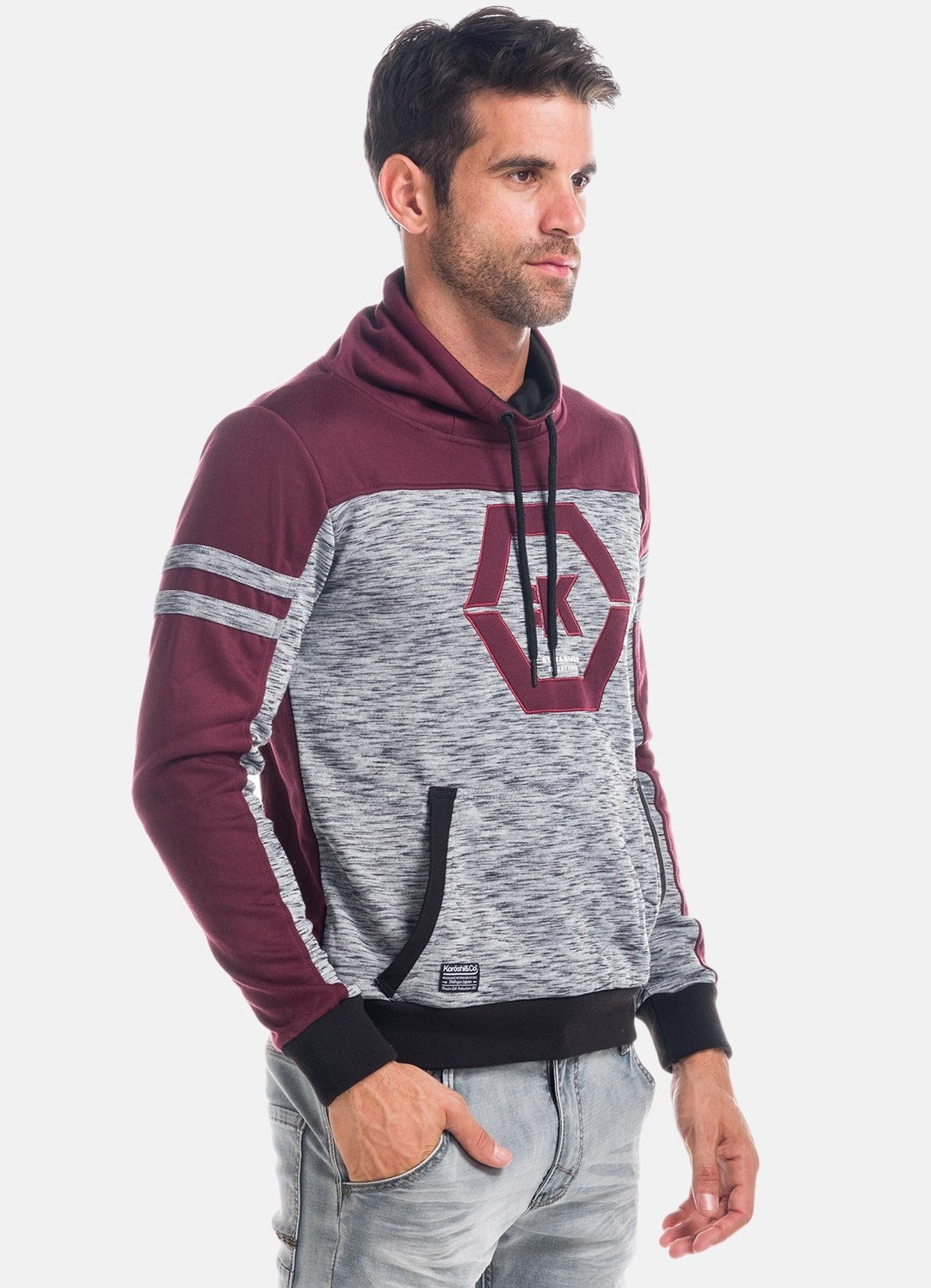 Sudadera Hombre Cuello Chimenea Combinada – Koroshi 1821SU19