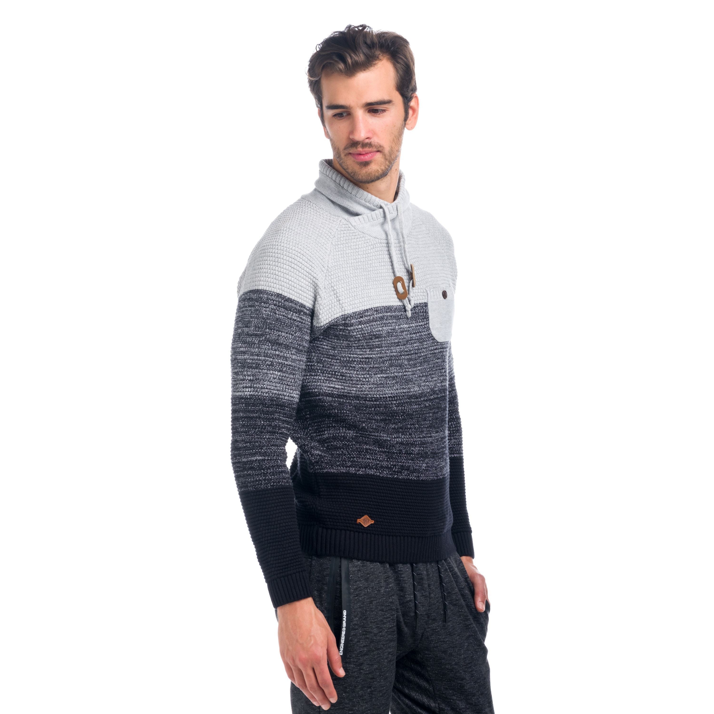 Jersey de Punto Hombre Rayas con Bolsillo y Cuello Chimenea – Koroshi 1821TR02