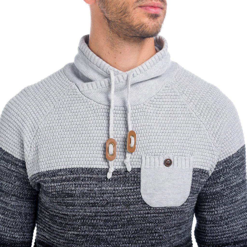 Jersey de Punto Hombre Rayas con Bolsillo y Cuello Chimenea – Koroshi 1821TR02