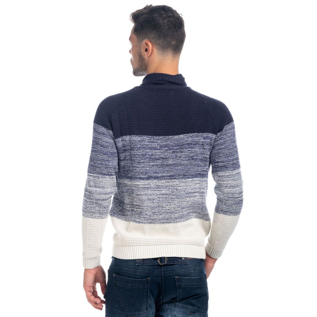 Jersey de Punto Hombre Rayas con Bolsillo y Cuello Chimenea – Koroshi 1821TR02