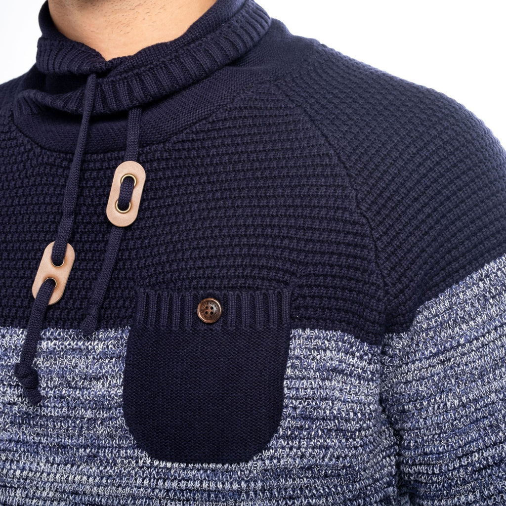 Jersey de Punto Hombre Rayas con Bolsillo y Cuello Chimenea – Koroshi 1821TR02