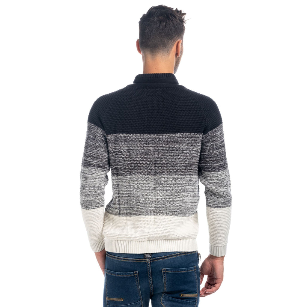 Jersey de Punto Hombre Rayas con Bolsillo y Cuello Chimenea – Koroshi 1821TR02
