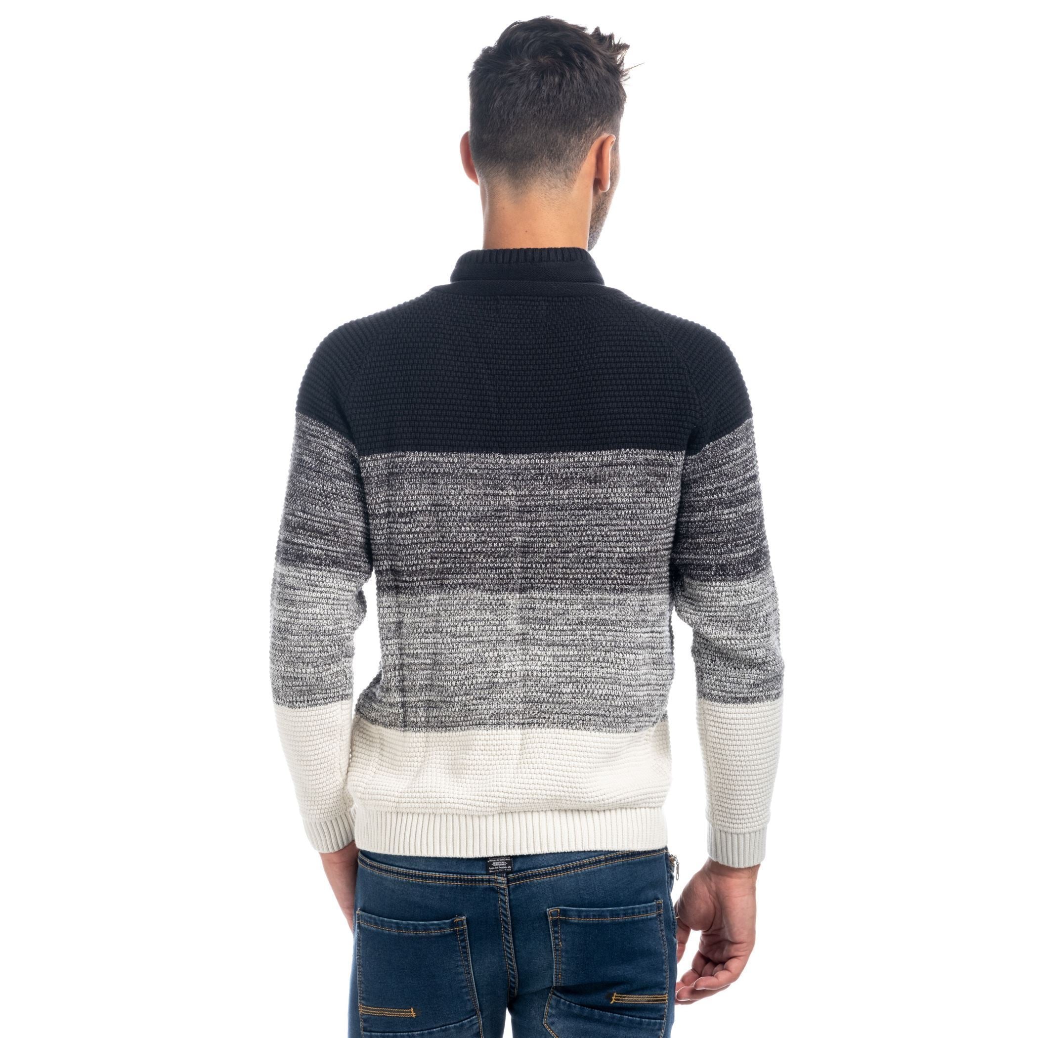 Jersey de Punto Hombre Rayas con Bolsillo y Cuello Chimenea – Koroshi 1821TR02