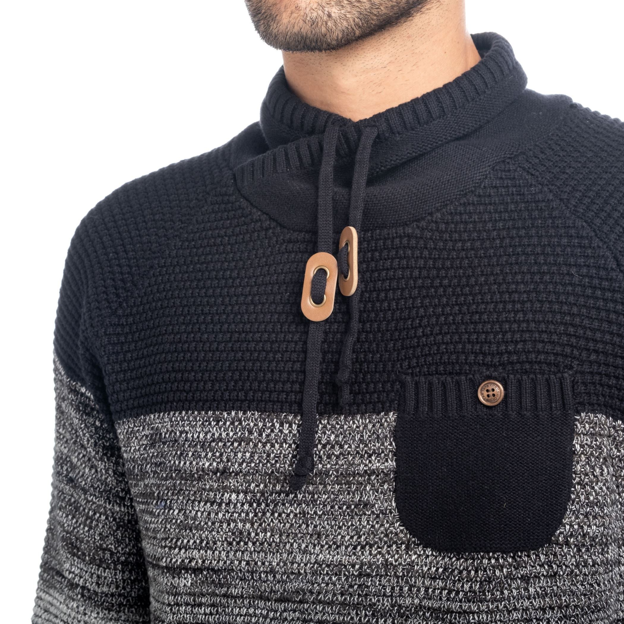 Jersey de Punto Hombre Rayas con Bolsillo y Cuello Chimenea – Koroshi 1821TR02
