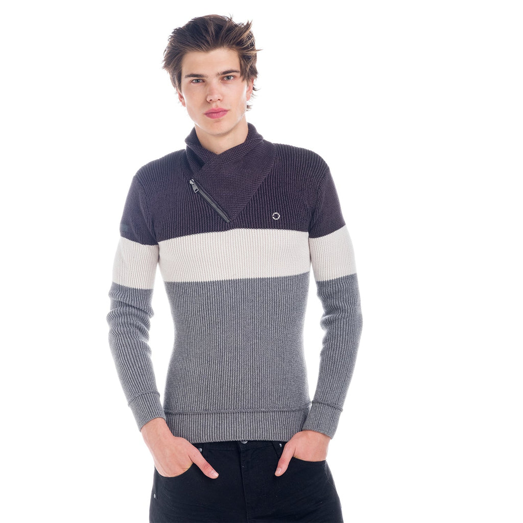 Jersey de Punto Hombre Cuello Smoking con Cremallera – Koroshi 1821TR07